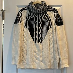 525 America black and white turtleneck sweater, xs